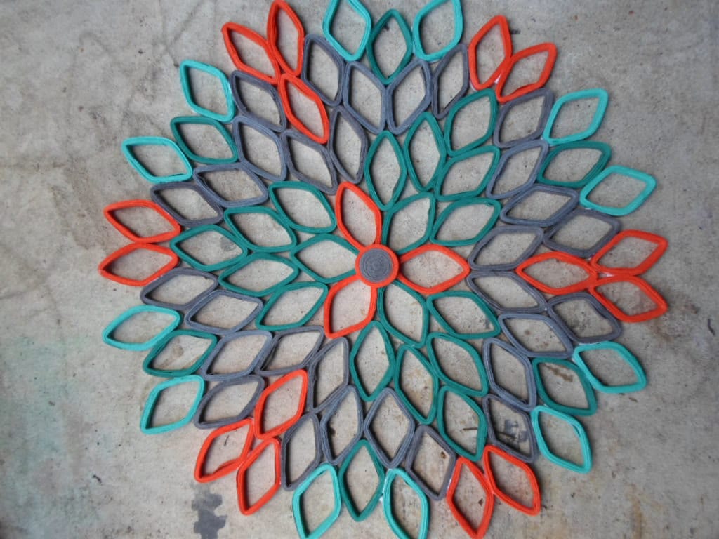 Teal Dahlia Paper Wall Art: 3D Geometric Home Decor