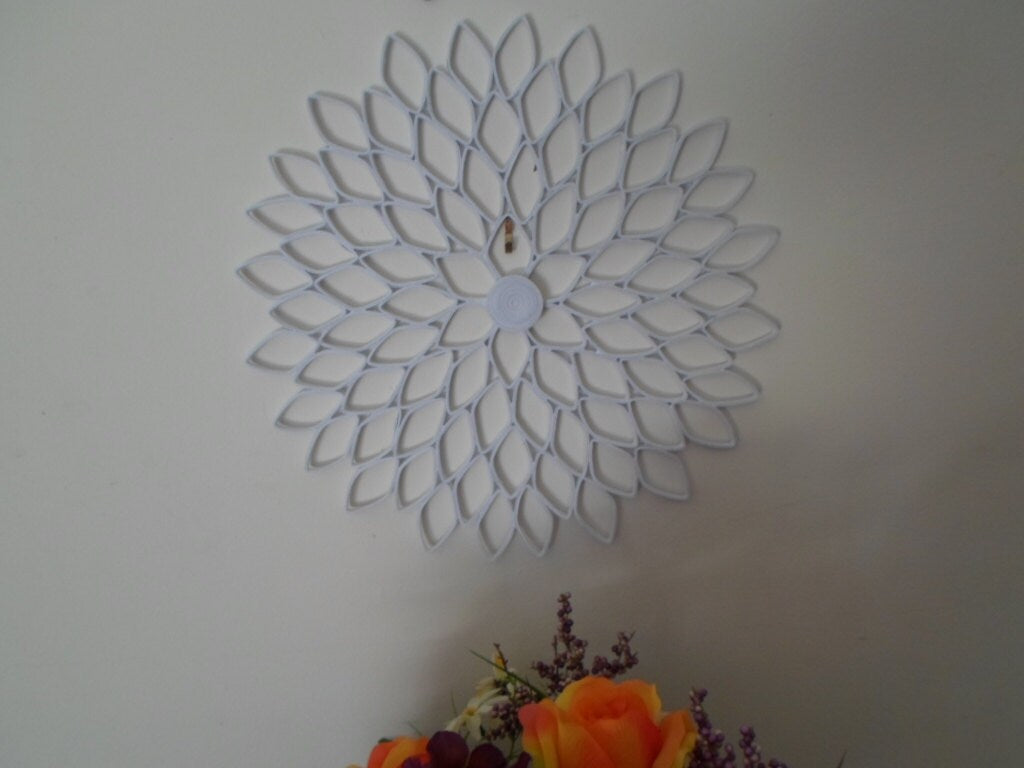 Large White Paper Dahlia Wall Art: Geometric Home Decor