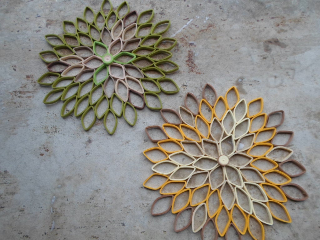 Mid Century Dahlia Wall Art: Green Ombré Paper Flower Hanging