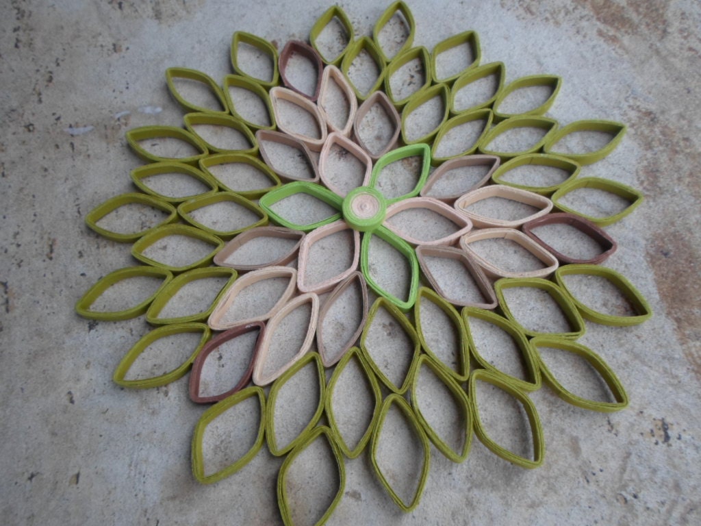 Mid Century Dahlia Wall Art: Green Ombré Paper Flower Hanging