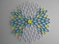 Dahlia Paper Flower Wall Art: White, Turquoise & Yellow Ombré