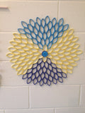 Blue & Yellow Dahlia Wall Art: Modern Geometric Paper Flower