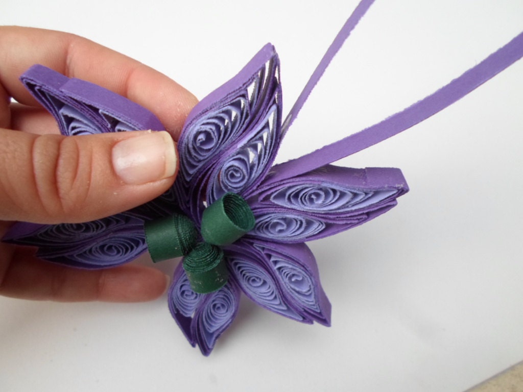 Quilled Paper Flower Christmas Ornament: Purple Modern Decoration