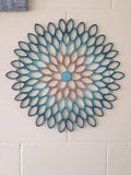 Teal Dahlia Paper Wall Art: Modern Geometric Floral Decor