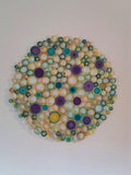 Large Abstract Paper Quilling Wall Art: Green, Purple, Teal, Yellow