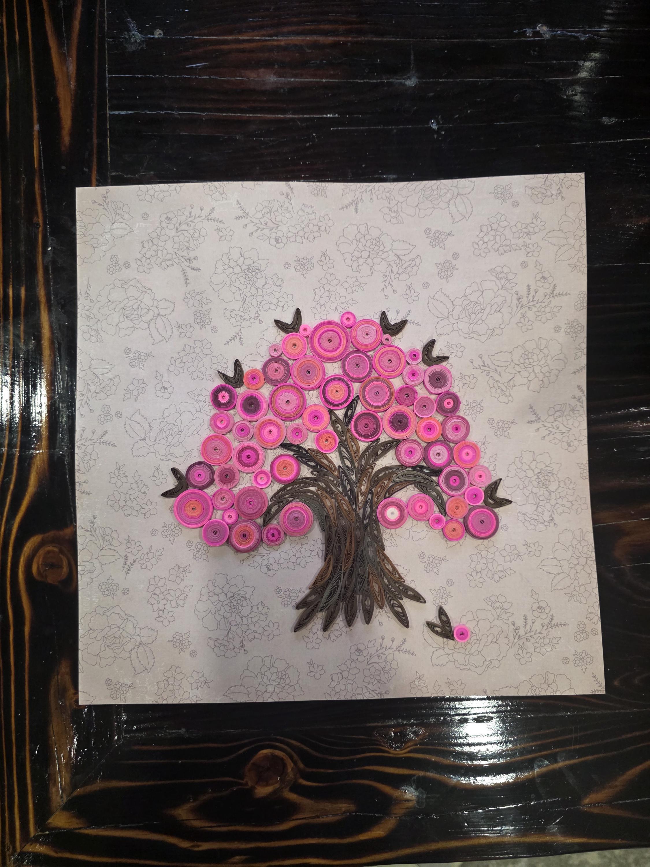 Quilling art Pink Tree wall art