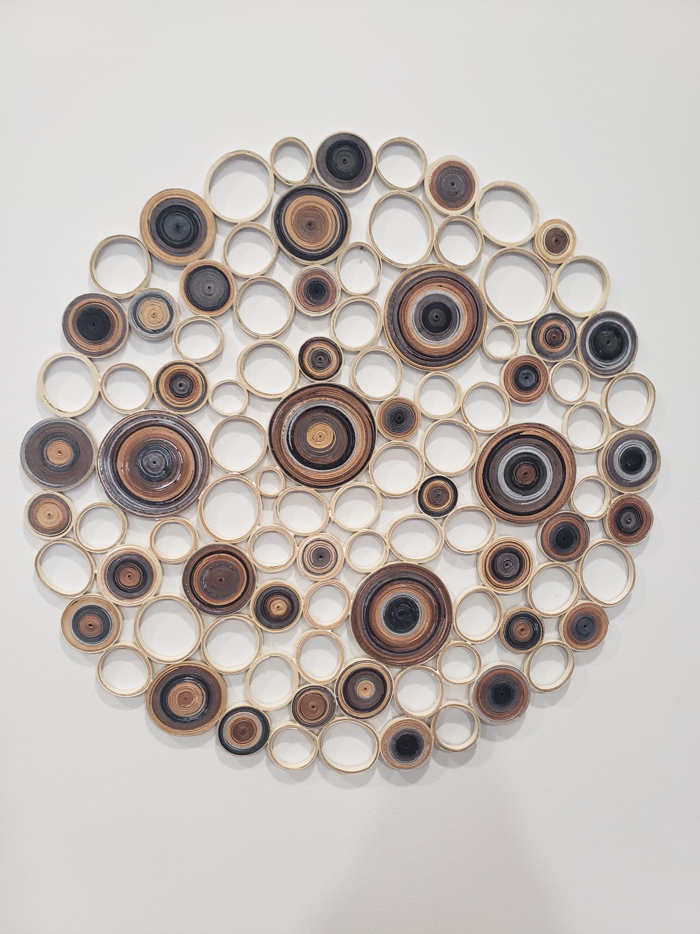 Large wall art Round wall hangings Original artwork Living room decor in brown ,gray and tan shades